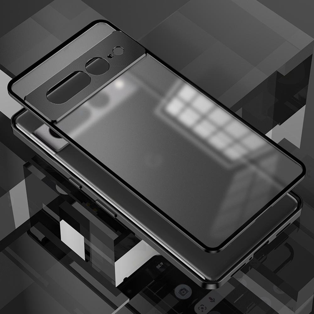 For Google Pixel 7 5G Case Aluminium Alloy Frame Matte PC Cover with Pop-Up Snap Lock