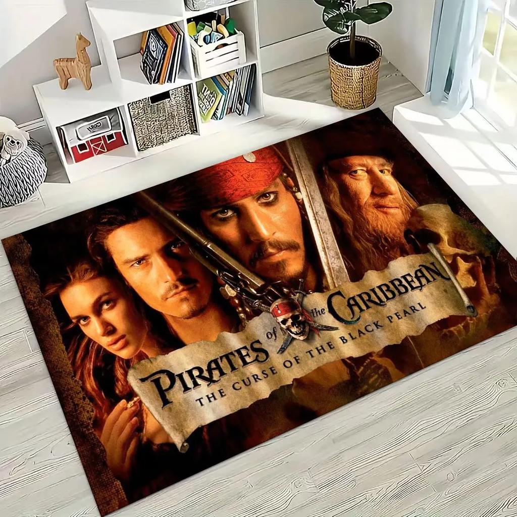 Captain Jack Pirates of The Caribbea Johnny Depp Carpet Rug for Bedroom Living Room Sofa Home Doormat Decor,Non-slip Floor Mat