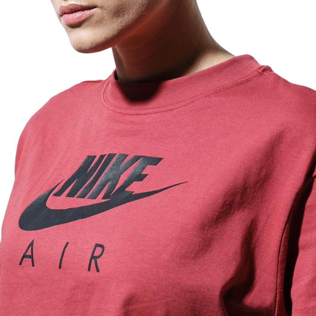 Nike Solid Color Round Neck Logo Print T-Shirt Women Tops Red BV4777-661