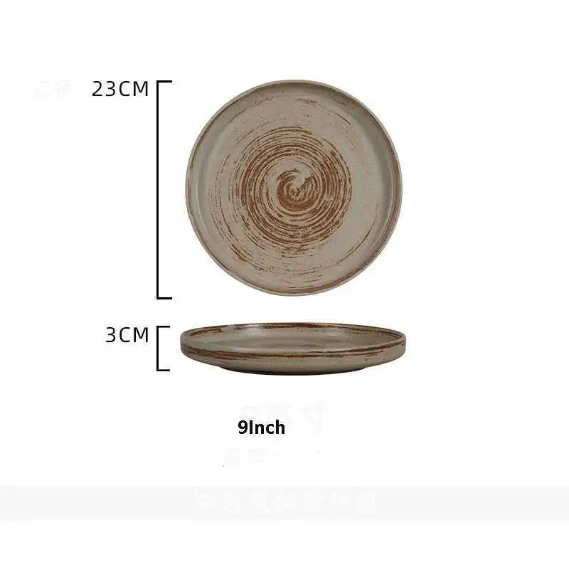 Japanese Ceramic Dinner Plate Steak Food Tray Tableware Straight Edge Flat Plate Salad Pasta Dish Dinnerware