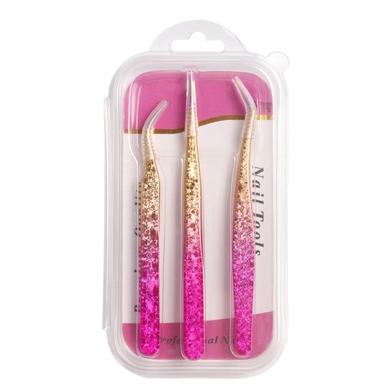 3 Pcs Straight Curved Tweezers Lash Tweezers Metal Pointed Tweezers Kits Sticker Tweezers Craft Tweezers for Nail Art 1