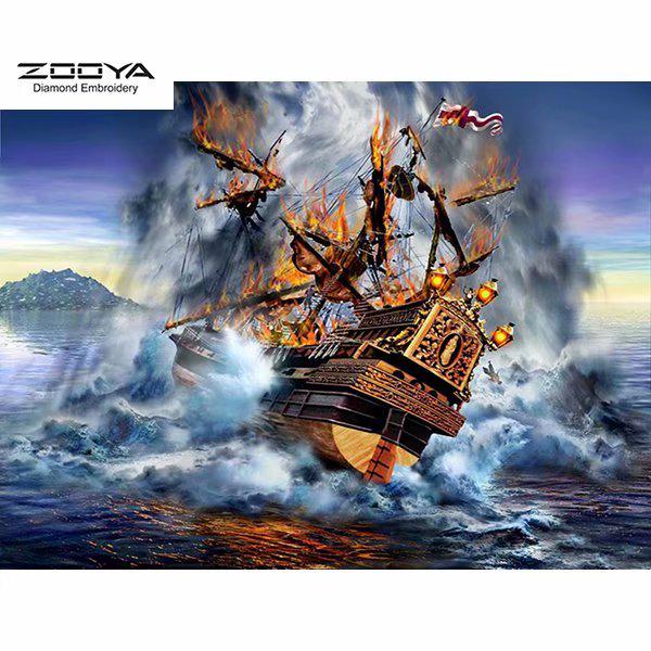 

ЗООЯ DIY 5D Полный Круглый Алмазная Картина Океанский Линкор Вышивка Крестом Ремесло Стежок Домашний Декор