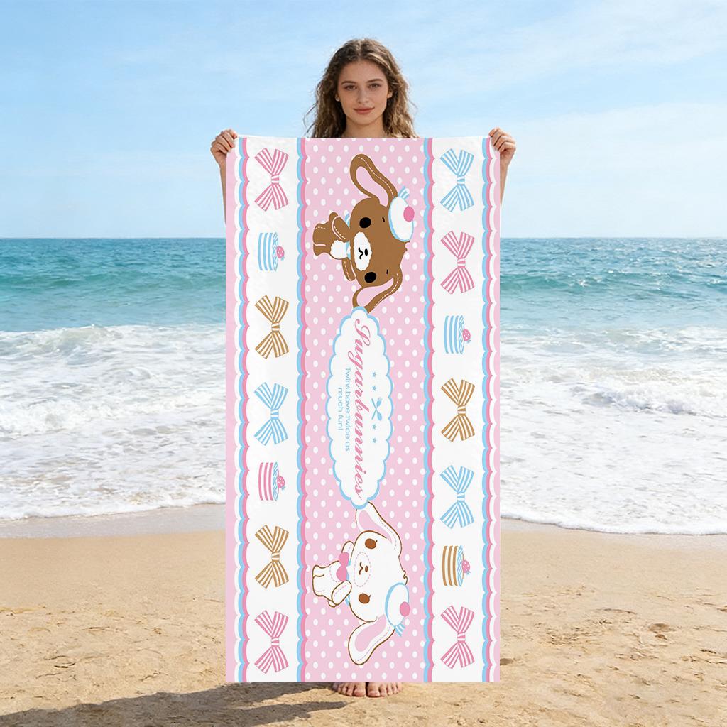 

Sanrio Sugarbunnies Bowknot Beach Towel, Quick-Dry Microfiber Towel, Cute Cartoon Pink Bath Towel for Beach Pool & Travel W30*H60(CM)