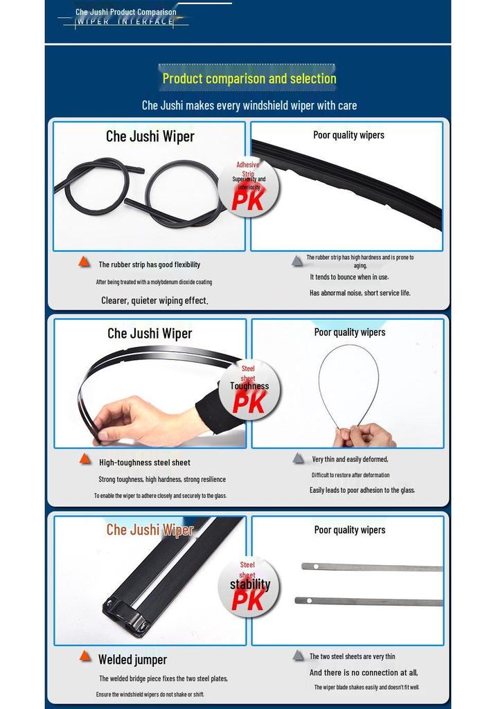 Mercedes CLA Wiper Blade for Models 2015-2019: Frameless with Rubber Strip