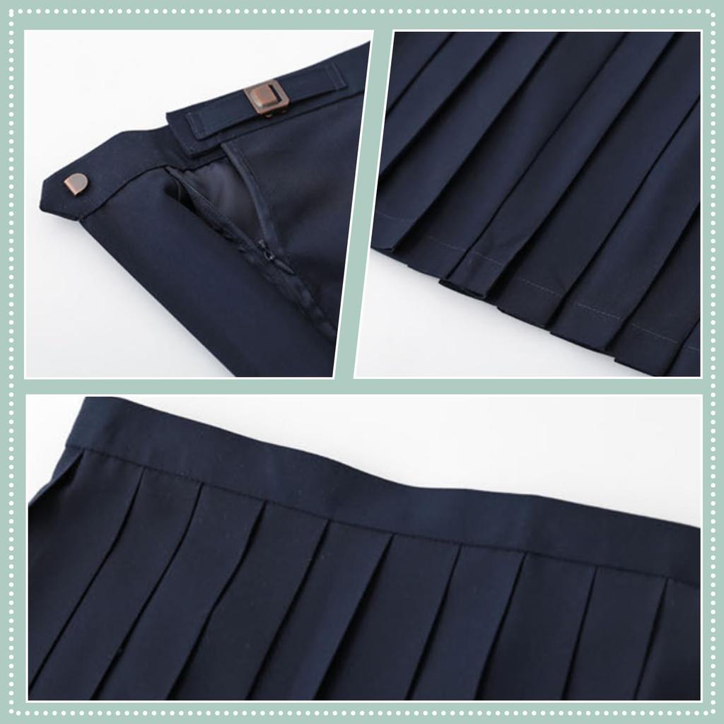 [Formemory] Sailor Uniform Authentic School Uniform Cosplay White Long-Sleeve and Short-Sleeve Variants Navy Blue 3-Piece Set (S, Long-Sleeve)