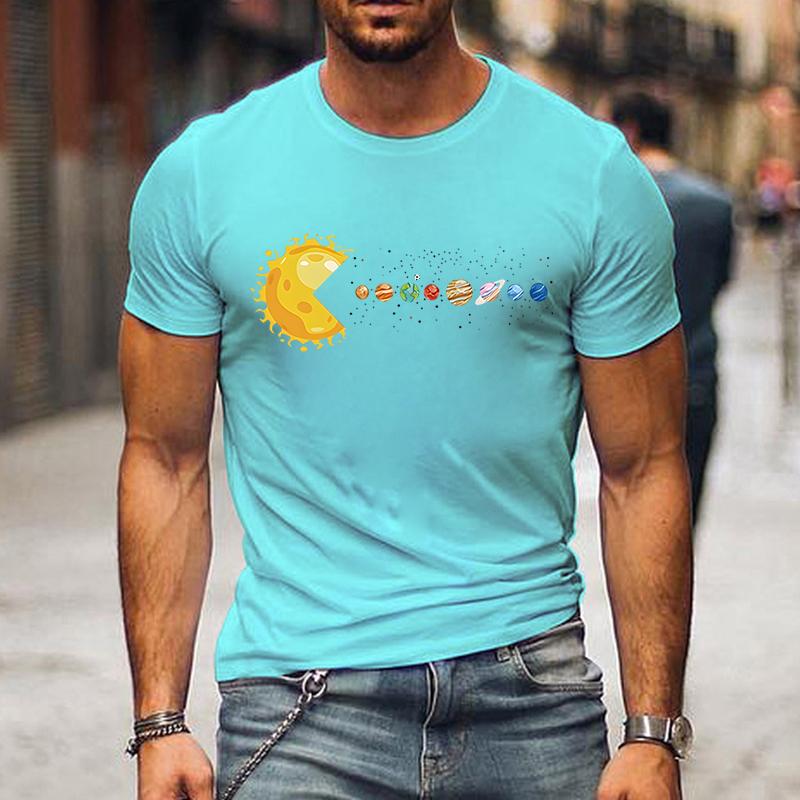 Solar System Funny Planet Sun and Astrology T-shirt Herr Kortärmad T-shirt för Herr Street Shirts Toppar Oversized Herr Tee Shirt