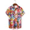 Summer Fashion Funny Colorful Cartoon Cat Printing Shirt Hawaiian Beach Vacation Clothing Men's Street Style Shirt Daily Men's and Women's Shirt