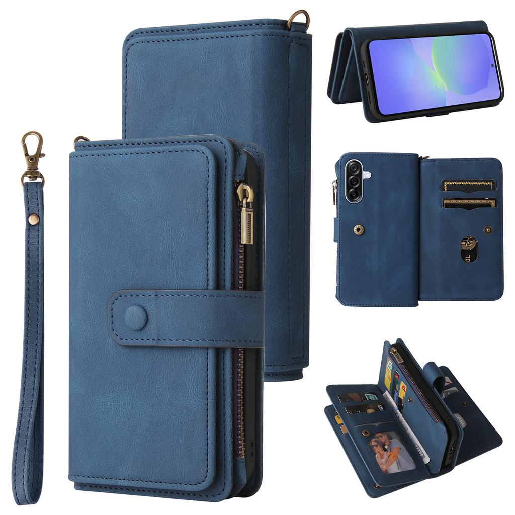 For Samsung Galaxy A36 5G Zipper Wallet Case with 15 Card Slots and Strap Leather Phone Cover