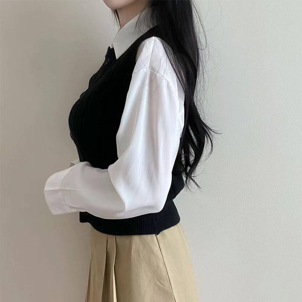 Korean Fashion Knitting Double Breasted Sweater Winter Retro Knit New Design Cardigan Women Aesthetic Casual Joker Sleeveless Vest