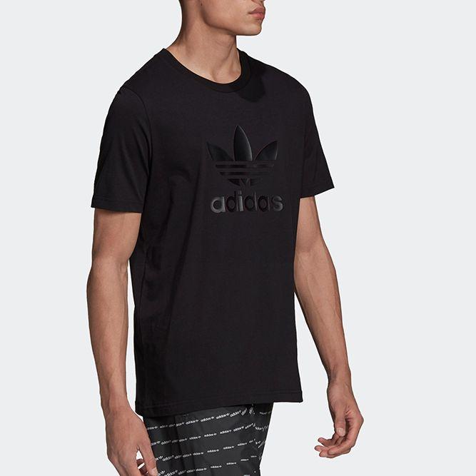 Adidas Logo Letter Print Crew Neck Short Sleeve T-Shirt Men Tops Black H13489