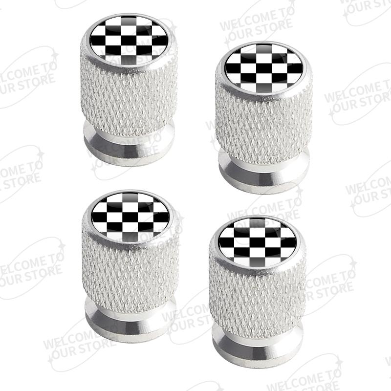 Aluminium Für Mode Schwarz Weiß Kariert Schachbrett Logo 4 Stück Auto Motorrad Dekor Rad Reifen Ventilkappen Schaftabdeckung Zubehör