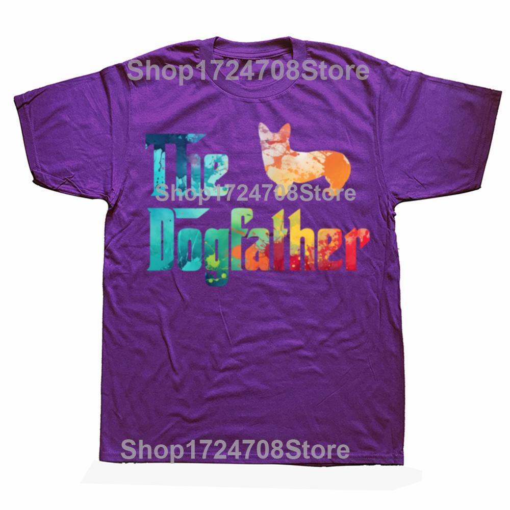 Funny The Dogfather T Shirts Summer Style Graphic Cotton Streetwear Short Sleeve Corgi Lovers Dad Gifts Tshirt Mens Clothing
