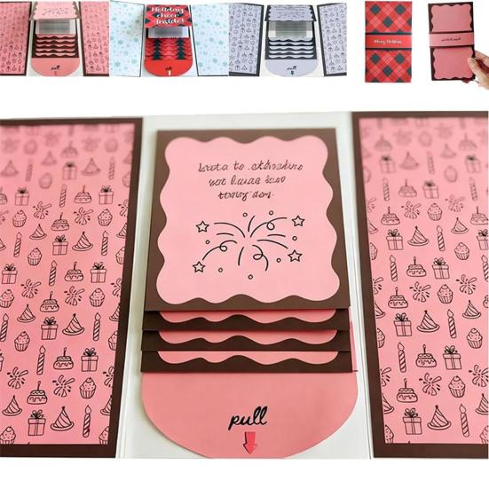 Handmade Waterfall Christmas Gift Card Booklet Creative Holiday Gift Card Festive Cash & Voucher Holder for Group Gifting
