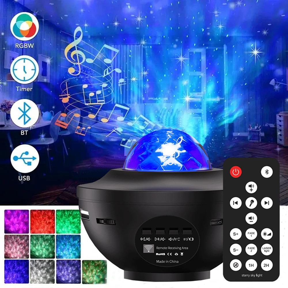 Starry Projector Galaxy Night Light with Ocean Wave Music Speaker Sky Light Projector for Bedroom Decor Kids Birthday Gift Party