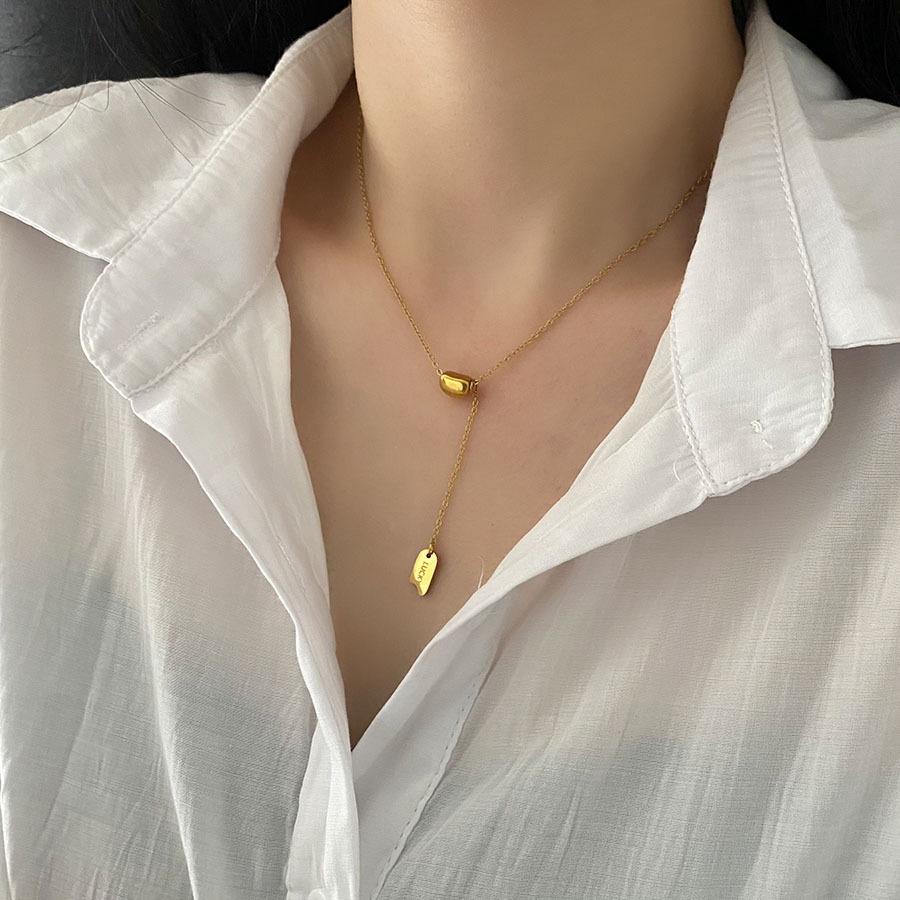 

Golden Acacia Bean Lucky Necklace - Titanium Steel Non-Fading Women s Sweater Chain