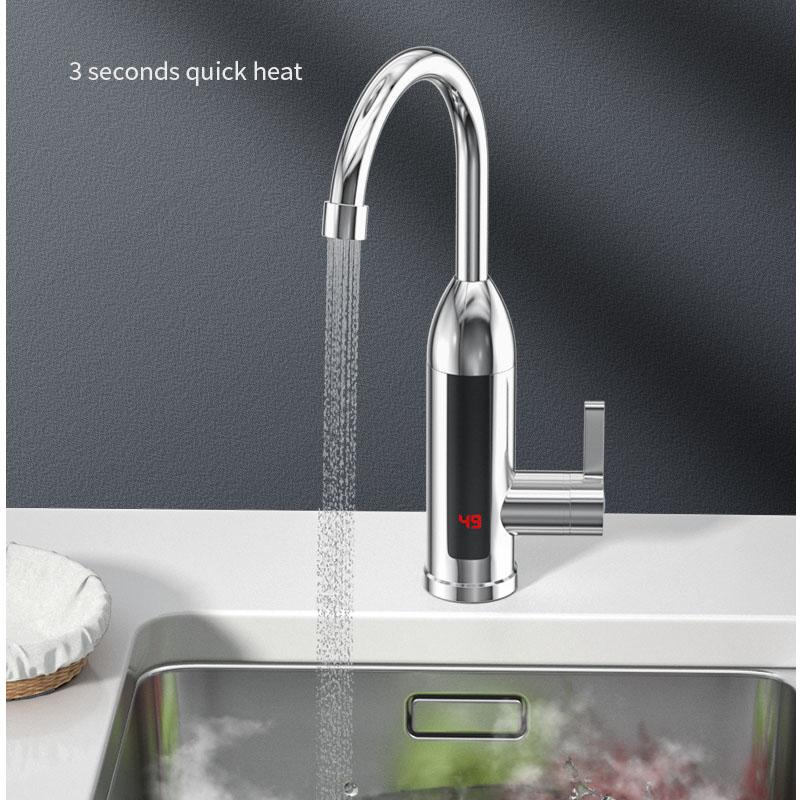 3000W Electric Water Heater Kitchen Faucet Instant Hot Water Heater Faucet Hot Cold Water Dual-Use LCD Display Instant Heating