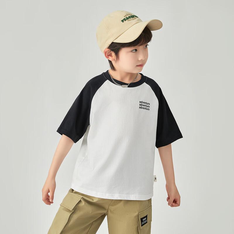 Boy's Color Block Raglan Sleeve Letter Print Ice Cotton T-shirt