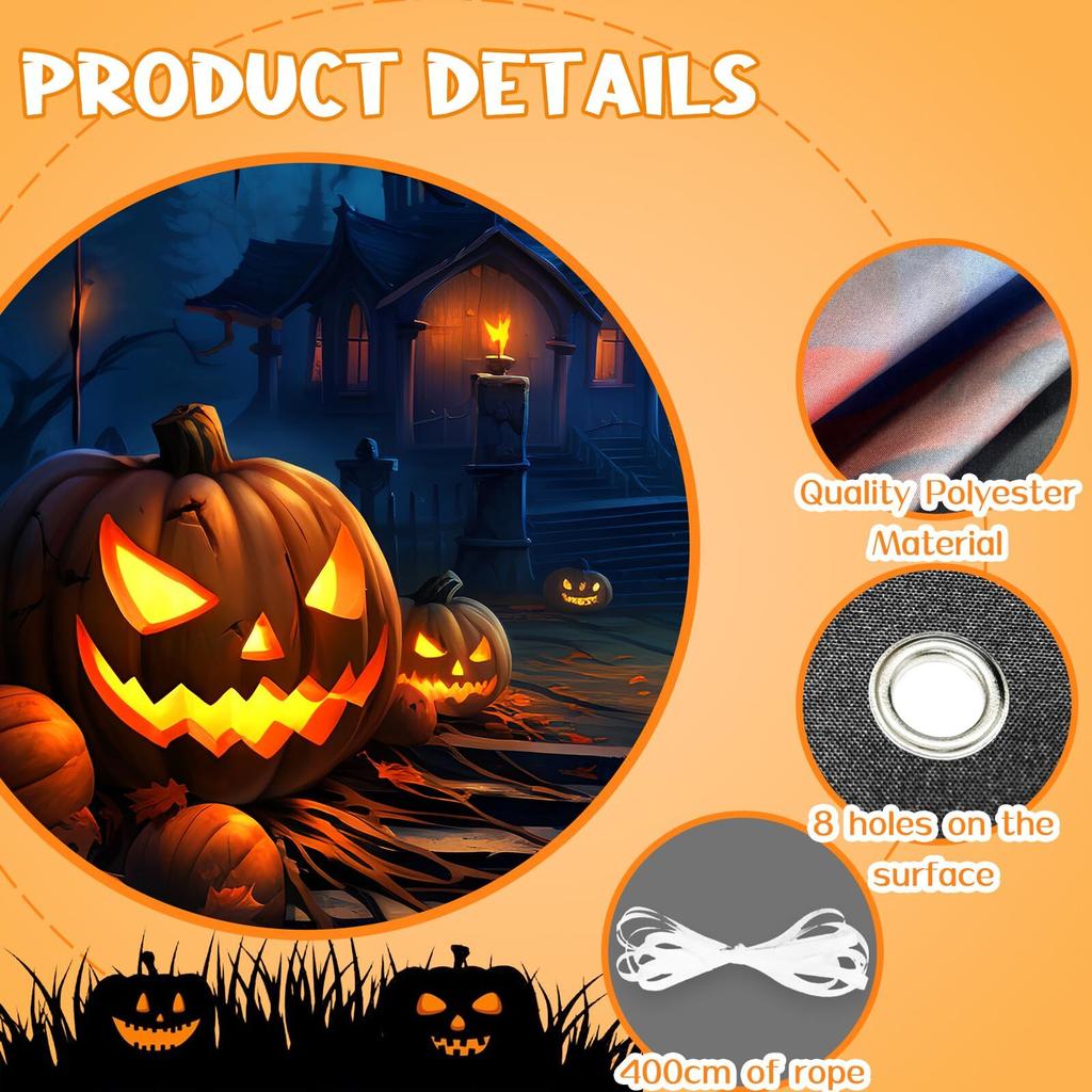 Halloween Decorations Halloween Garage Door Cover Large Hanging Backdrop Door...