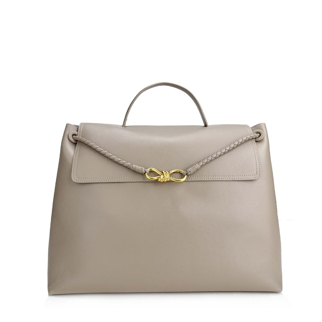 And New Plain Weave Fashionable Versatile Bow Tie Gold Buckle Single Shoulder Crossbody Handbag With Large Capacity Tote Bag