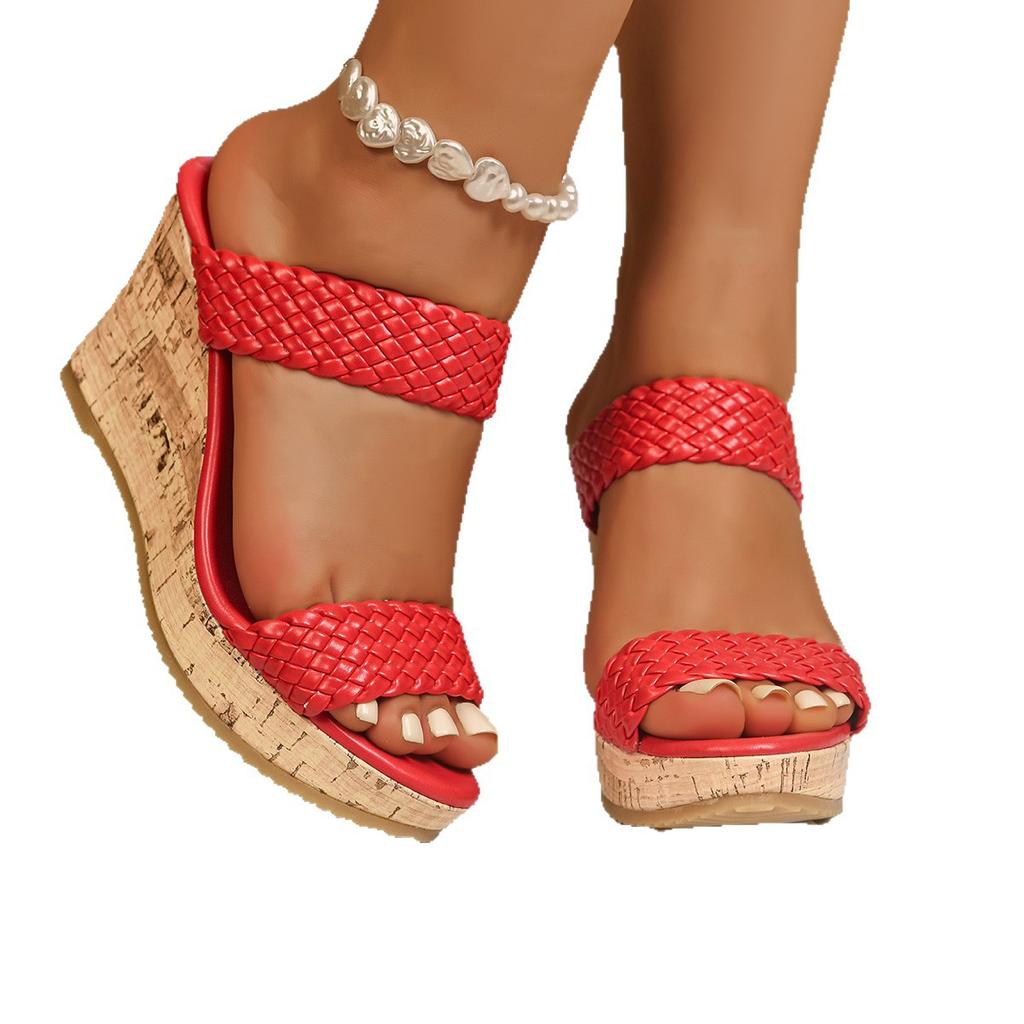 Wedge Heel Slippers Women's Summer 2025 New European and American Foreign Trade Large Size Fashionable and Comfortable Platform Shoes High Heels