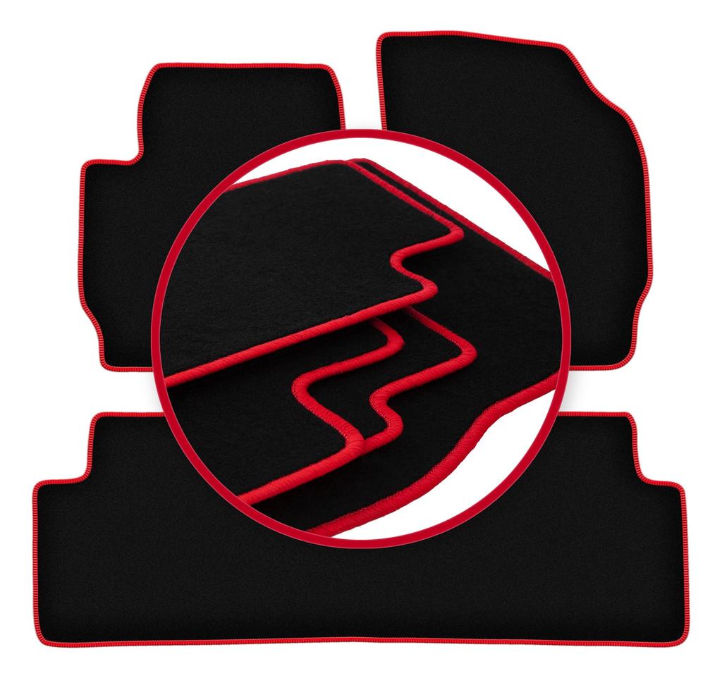 Velours-Fußmatten mit rotem Rand für: Ford Maverick MK2 SUV (2004-2007)