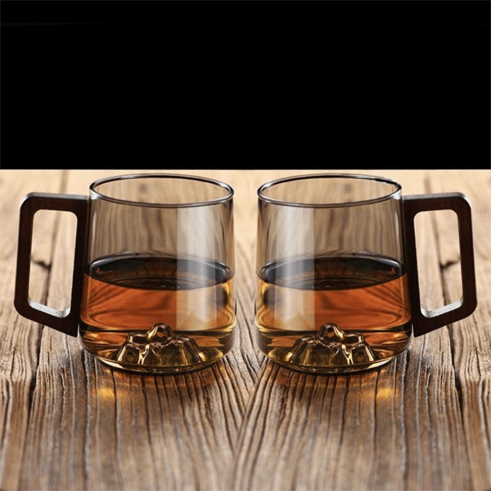 Large Capacity Water Drinking Cup Wooden Handle Tea Cup Creative Glass Cup  Juice