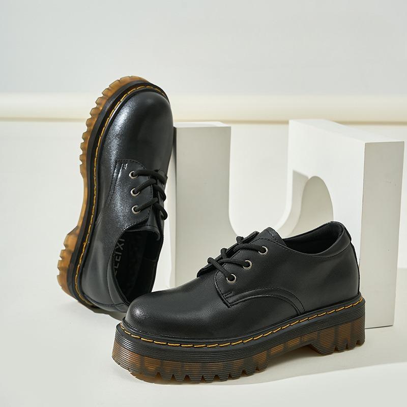 Thick Bottom Leather Shoes British Style Loafers Single Shoes Martin Shoes