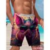 Modische Bequeme Übergröße Kordelzug Locker 3D Shorts Herren Kreative Tiere Bunt Sommer Freizeit Urlaub Cool Täglich Vielseitige Shorts