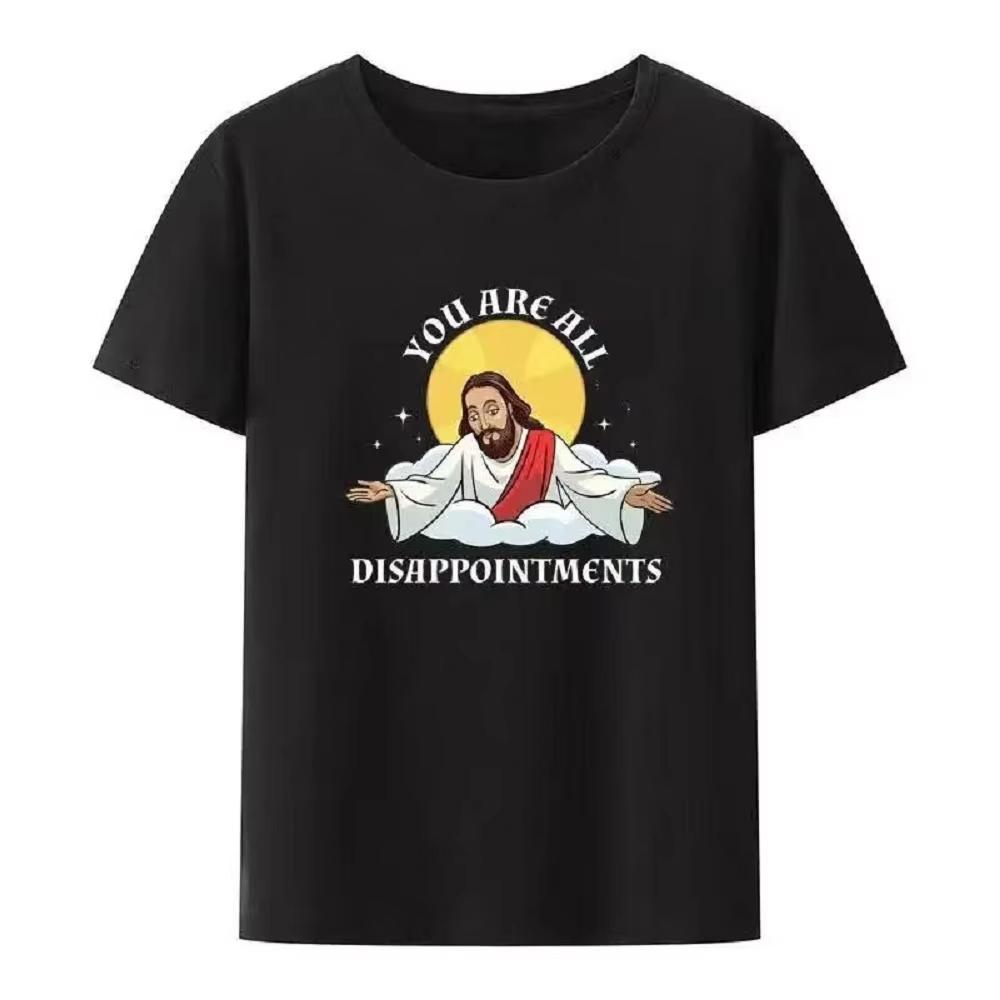 Christlich Ich werde zurück sein Lustiges Jesus Print T-Shirt Damen und Herren Kurzarm O-Ausschnitt Cooler Stil Y2k Streetwear
