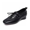 Retro first-layer cowhide commuter lace-up small leather shoes, spring new women's deep-mouth single shoes, low flat bottom