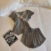 Women's Modal Pajama Set: Short-Sleeved with Built-in Bra, Includes Shorts and Long Pants for Spring/Summer