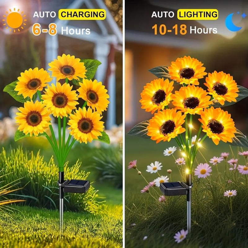 6 Head Solar Powered Sunflower LED Garden Light Luminous Pole Lawn Landscape Night Lamp Outdoor Yard Patio Decorative Lighting