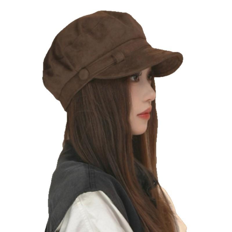 Korean Style Suede Berets Children's Autumn and Winter Baseball Caps  Versatile Face Coverings  Newsboy Caps  Big Head Girls Octagonal Caps