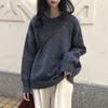 Women's Solid Color Crew Neck Pullover Sweater Loose Lazy Fit Long Sleeve Knit Top Fall Versatile Casual Knitwear