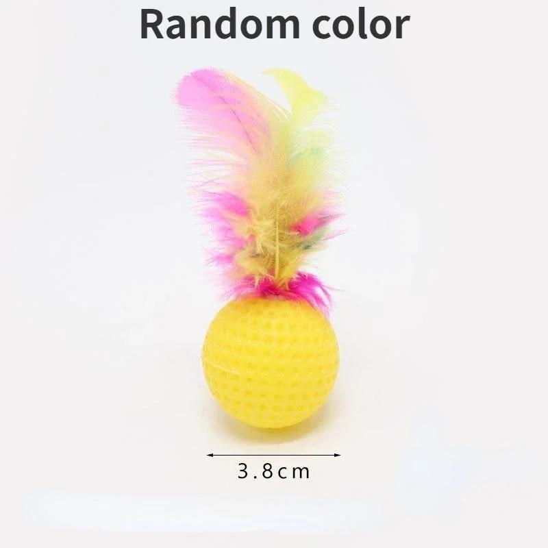 5Pcs Cat Toys Feather Rustling Cat Scratching Ball Toy Cats Supplies Random Color