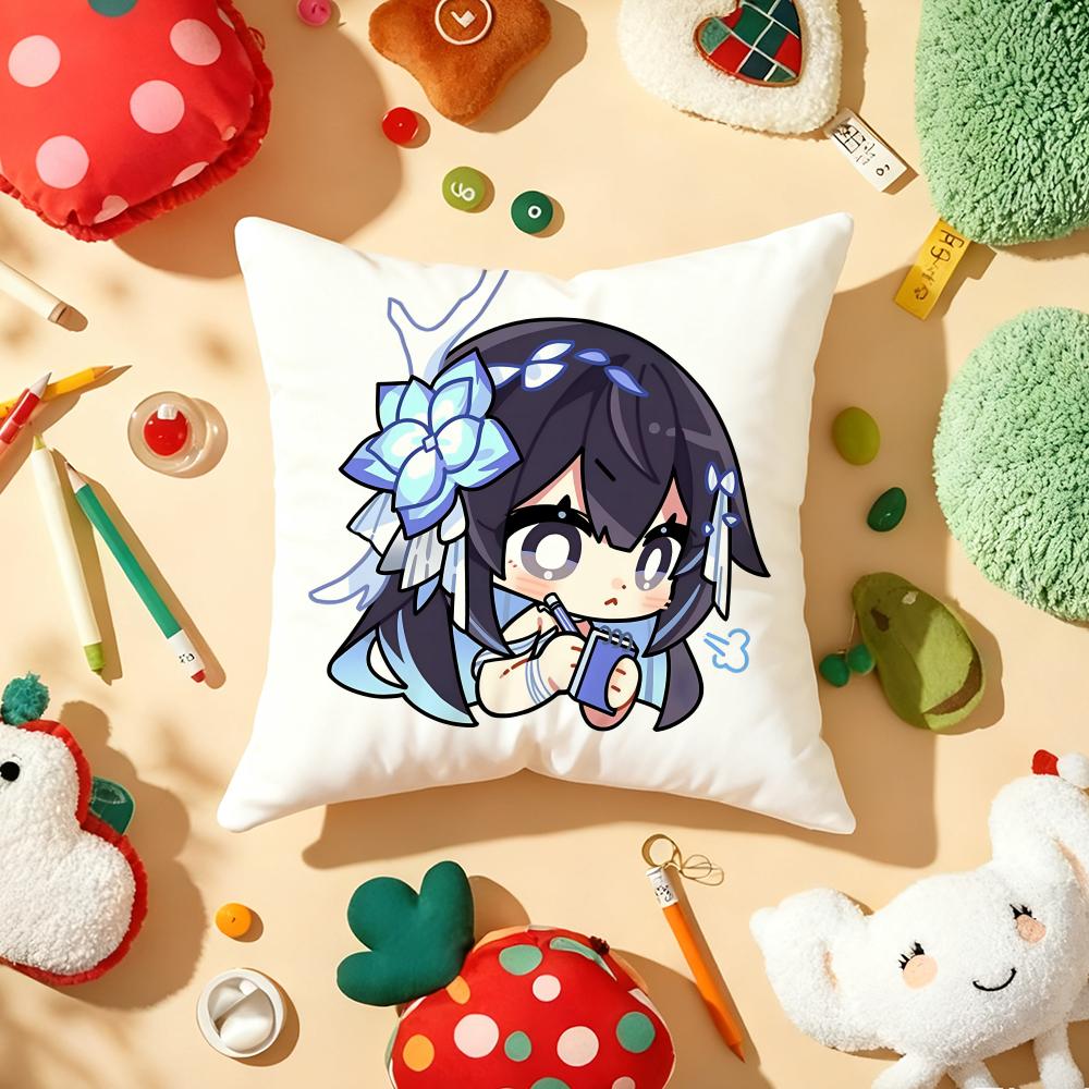 Anime Game HHonkai Impact Cushion Cover Plush Fabric Soft DoubleSided Printed Sofa Warm Winter Home Gift Pillow Cover