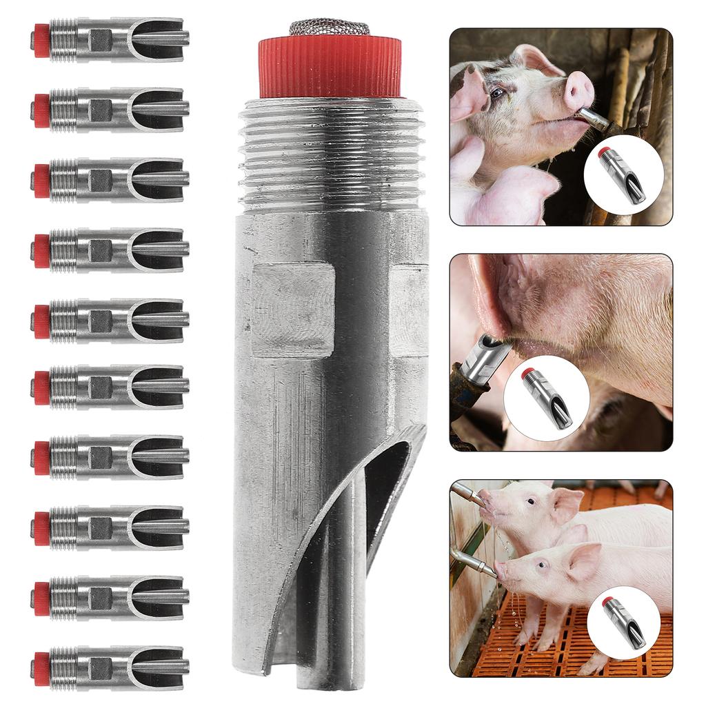 10pcs Small Multi-purposes Pigs Drinking Nozzle Water Feeder Waterer Automatic Pigs Waterer Pigs Drinking Tools