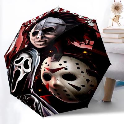 1pc Horror Icons Automatic Open/Close Umbrella Folding Umbrella, Portable Compact Travel Umbrella, Birthday/Christmas Gift for Men & Women L1110y22