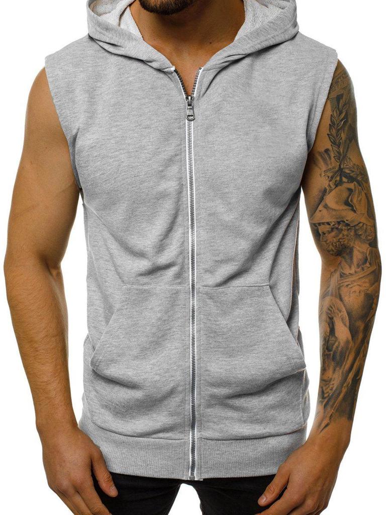 Herren Dünne Sommer Mode Ärmellose Kapuzenstrickjacke Jacke