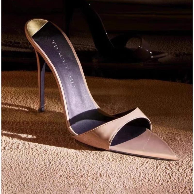 Fashion Women Slippers 2025 New Summer Thin Heel Slippers Pointy Toe Fashion Open Toe Gladiator Sandals High-heel Slippers Zapatos Mujer