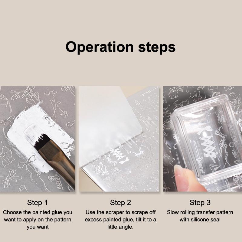 Transparent Nail Seal With Scraper Erasable French Nails Stamp Template Printing Tool Nail Polish Stamping Manicure Tool