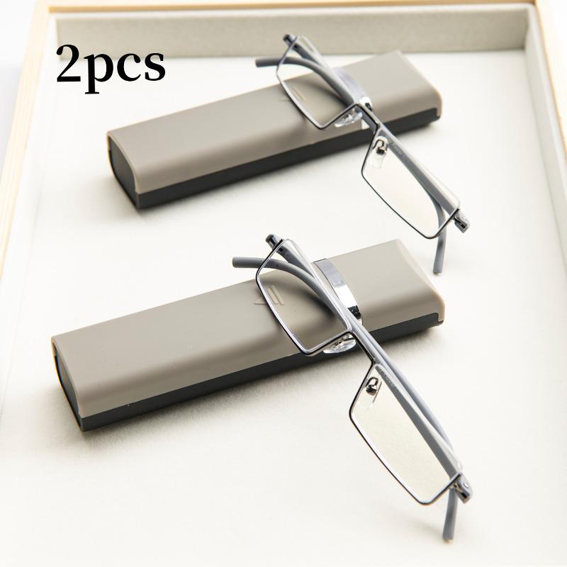 2Pcs Suit Fashion Square Prescription Glasses With Case Reaing Eyeglasses For Men Blue Light Blocking Glasses Suit +1.25+1.75+2.