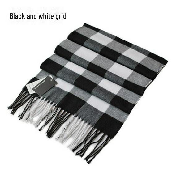 Winter Men's and Women's Thick Plaid Imitation Cashmere Scarf