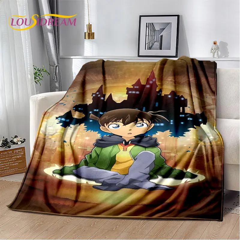 Detektyw Conan Cartoon Anime miękki pluszowy koc, flanelowy koc rzut koc do salonu sypialnia kanapa z funkcją spania narzuta na piknik 3D