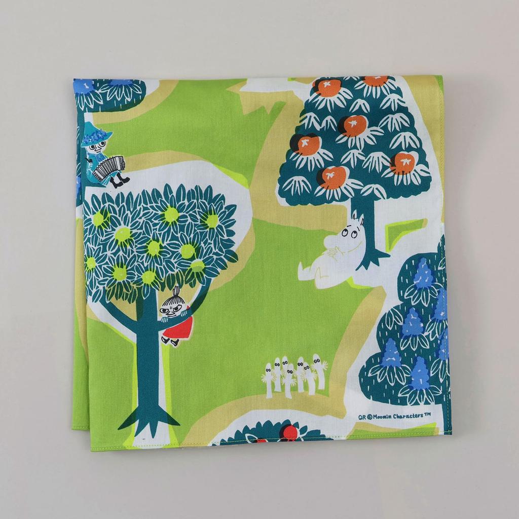 Quarter Report Moomin Various Forest 50cm W x 50cm Made in Japan (MOOMIN) Handkerchief, Scenes, Green, Approx. H, 100% Cotton,