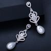 E0219 High-End Diamond Bridal Earrings, Microencrusted Zircon Geometric Earrings, Needles