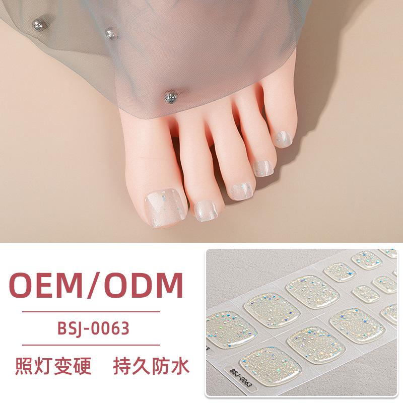 Gel toenail sticker waterproof solid color scallion powder UV manicure sticker cross-border flash toenail sticker BSJ-0063