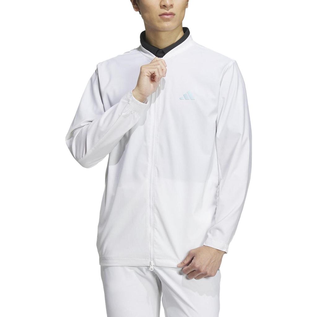Adidas SS23 Solid Color Zip-Up Fitness Top Men Tops White HS9995