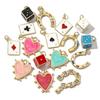 Pack of 3 18k Gold Plated Earrings Charm Heart/Horseshoe/Dices Poker Card Necklace Pendant Jewelry Making Accessories