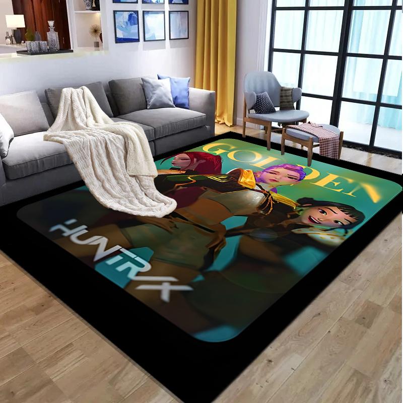KPop Demon Hunters Pattern Rug, Indoor/Outdoor Mat, for Picnic, Gameroom, Bedroom, Office, Living Room, Home Decor Carpet, Birthday Gift